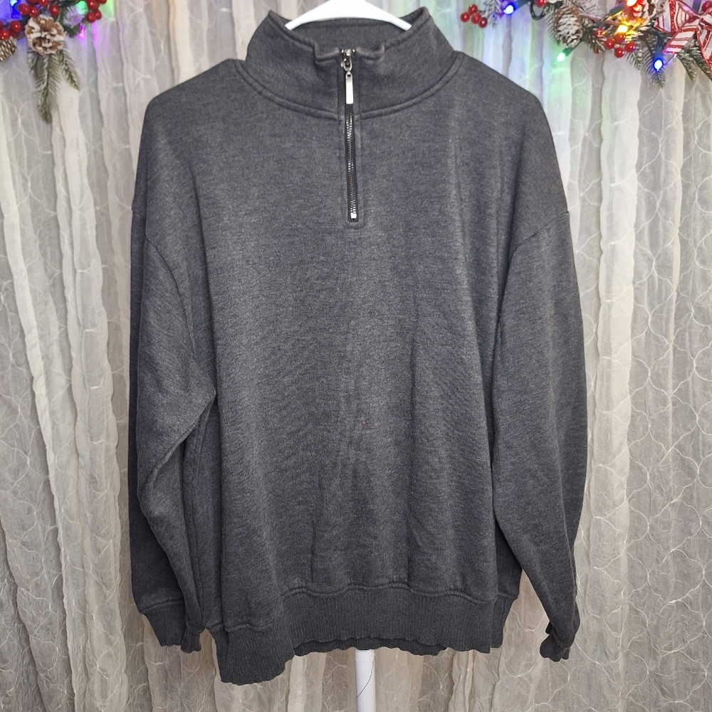 Zenana Outfitters Charcoal Gray Fleace Quarter-Zip Mid Weight Sweatshirt L